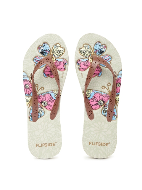 

FLIPSIDE Women Taupe Printed Flip-Flops