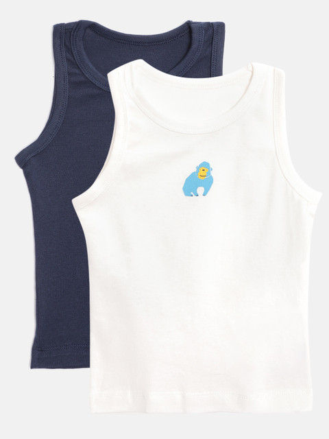 

mothercare Boys Pack of 2 Pure Cotton Innerwear Vests, Navy blue
