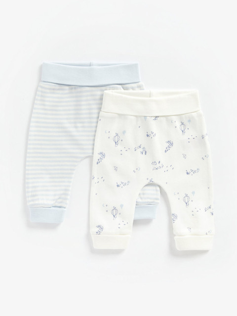 

mothercare Infant Boys Pack of 2 Printed Slim Fit Organic Cotton Joggers, Blue