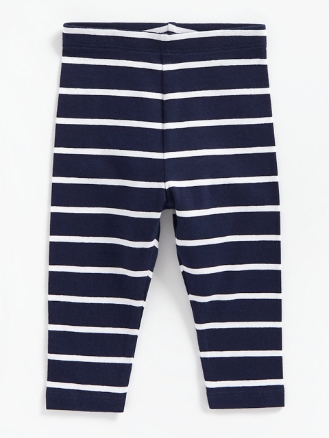 

mothercare Infant Girls Navy Blue & White Striped Leggings