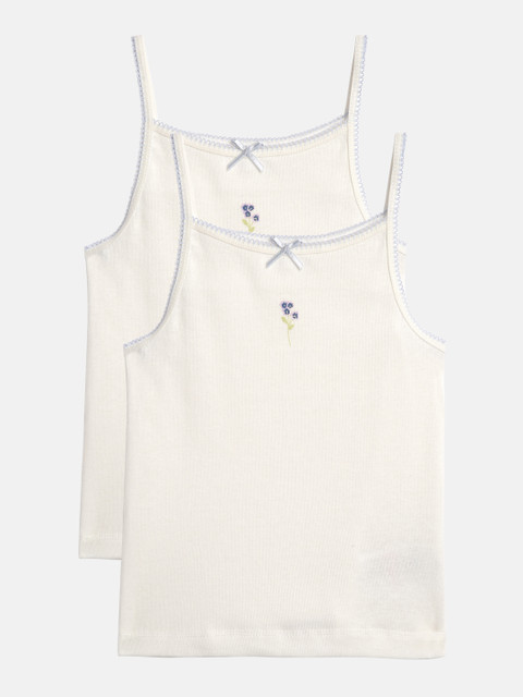 

mothercare Girls Pack of 2 Solid Pure Cotton Innerwear Vests 410259068009, White