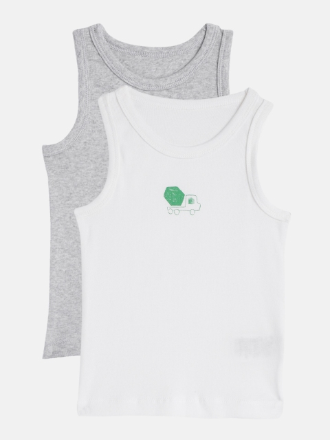 

mothercare Boys Pack Of 2 Pure Cotton Innerwear Vests, White