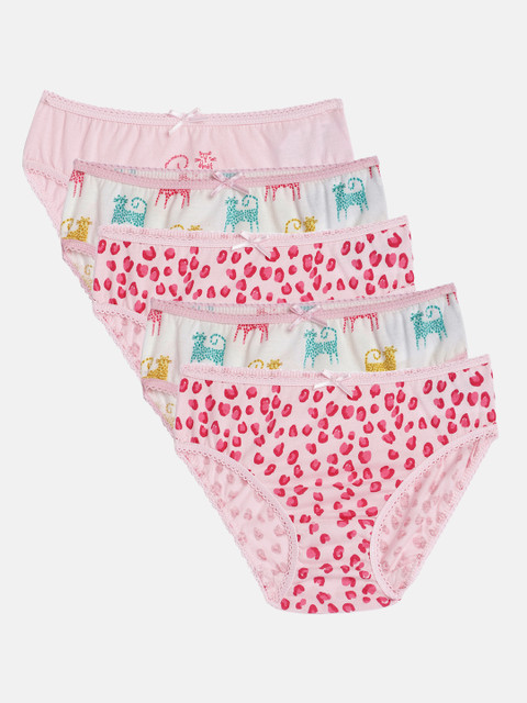 

mothercare Girls Pack of 5 Printed Briefs, Pink