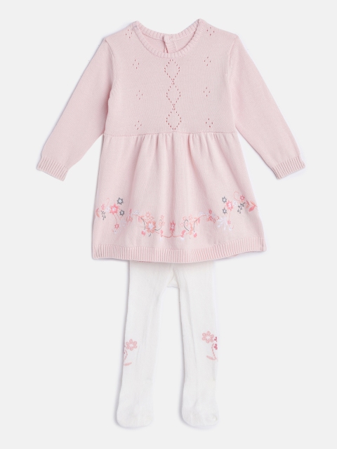 

mothercare Girls Pink Combed Cotton Floral Dress