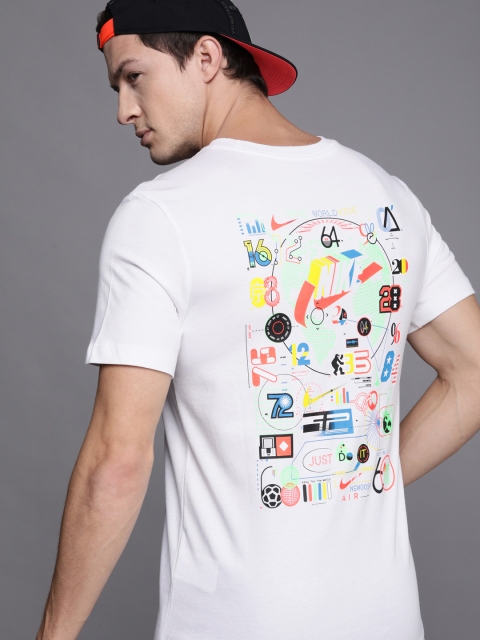

Nike Men White Printed Pure Cotton T-shirt