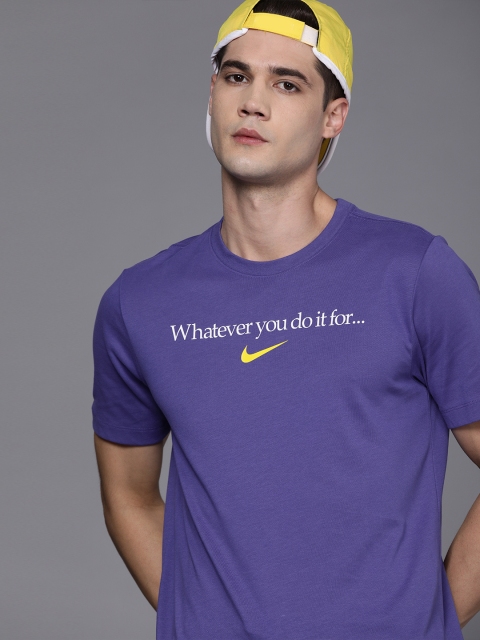 

Nike Men Purple Typography Printed Dri-FIT Training T-shirt