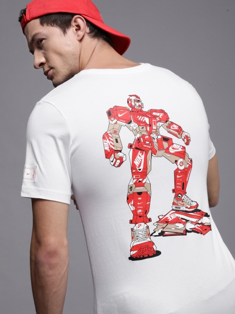 

Nike Men White Printed Pure Cotton T-shirt