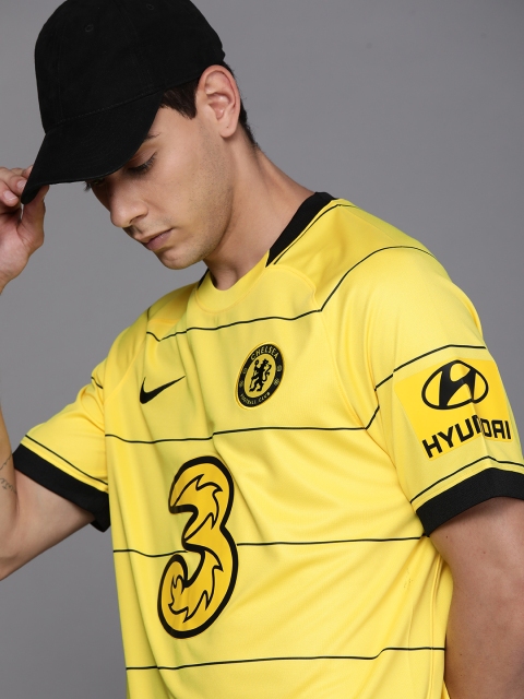 

Nike Men Yellow Chelsea Football Club Striped Dri-FIT Football T-shirt