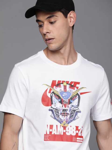 

Nike Men White Red Printed Pure Cotton T-shirt