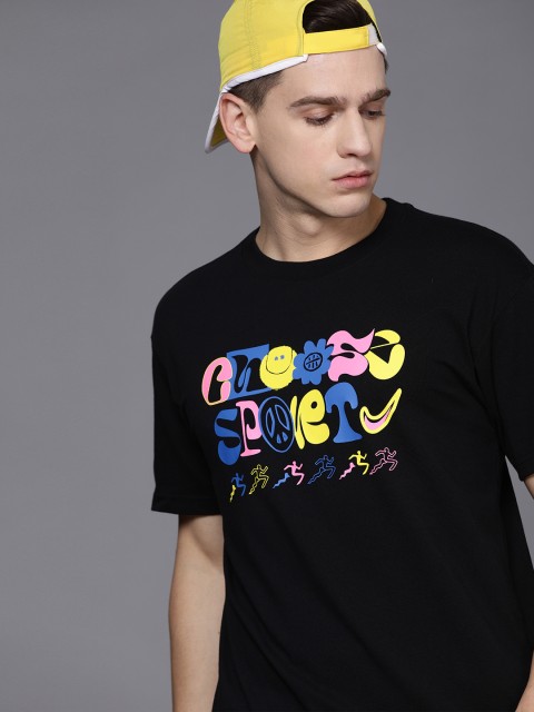 

Nike Men Black Typography Printed Pure Cotton T-shirt