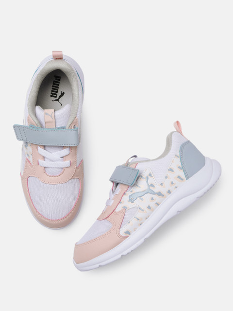 

Puma Girls White & Pink Printed Fun Racer Roar Trainers