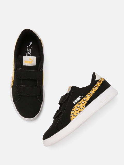 

Puma Girls Black & Yellow Smash v2 Roar V Animal Printed Trainers