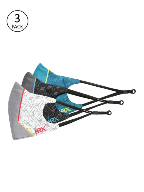 

HRX by Hrithik Roshan Pack Of 3 Reusable 4 Layered Logo Printed U17 Outdoor Masks 01, Grey