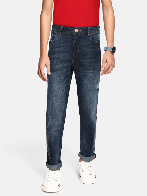 

Allen Solly Junior Boys Navy Blue Slim Fit Mildly Distressed Stretchable Jeans