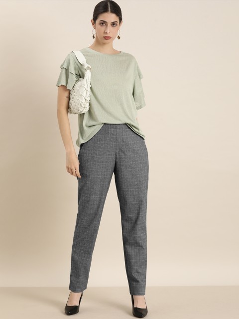 

Moda Rapido Women Grey Checked Formal Trousers