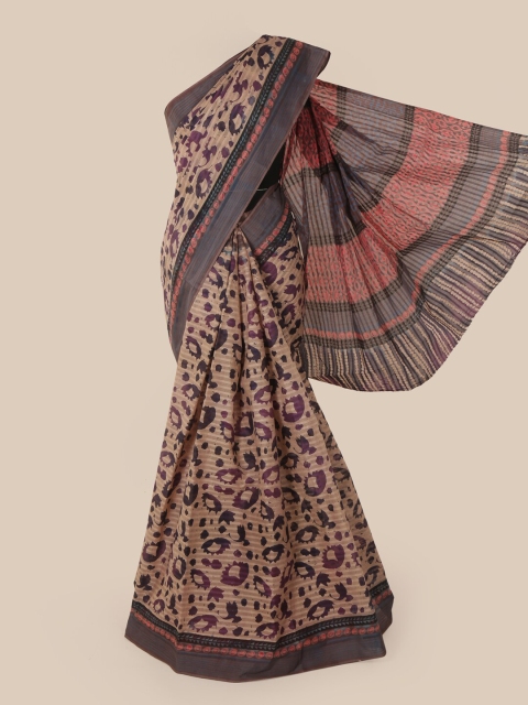 

Pothys Beige & Purple Printed Pure Cotton Saree