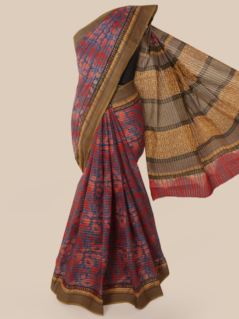 

Pothys Red & Blue Floral Pure Cotton Saree