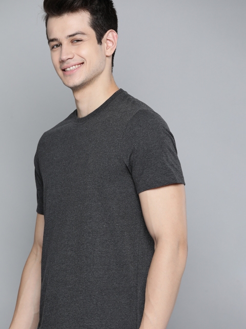 

Mast & Harbour Men Charcoal Grey Solid Handcrafted T-shirt