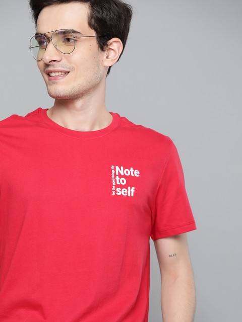 

Mast & Harbour Men Red & White Pure Cotton Printed T-shirt
