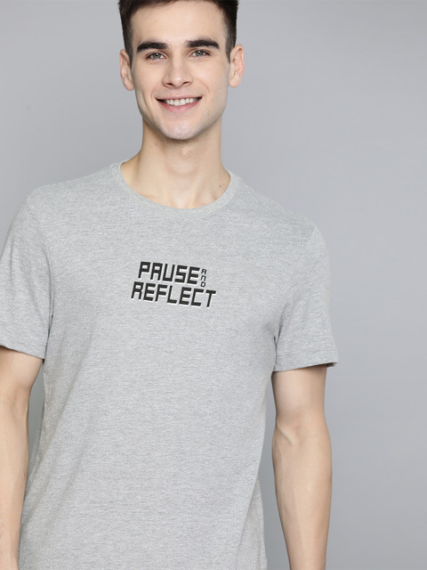 

Mast & Harbour Men Grey Solid Cotton T-shirt