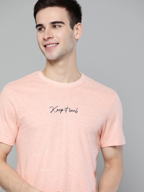 

Mast & Harbour Men Pink Wardrobe Essentials Typography T-shirt