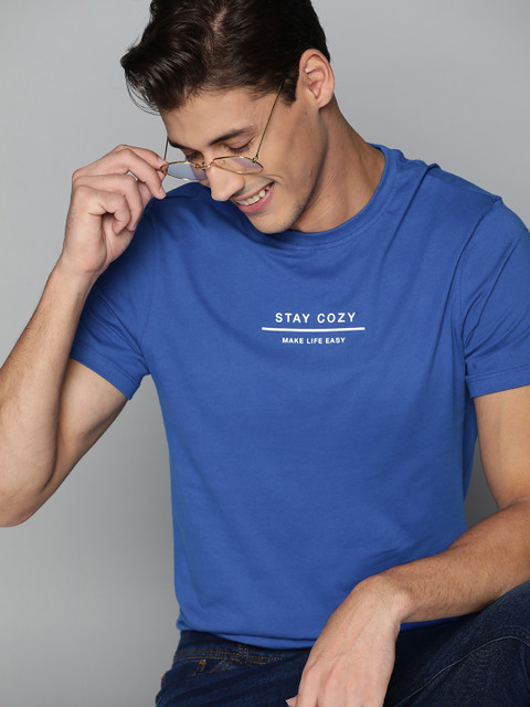 

Mast Harbour Men Blue Pure Cotton Printed Detail Pure Cotton T-shirt