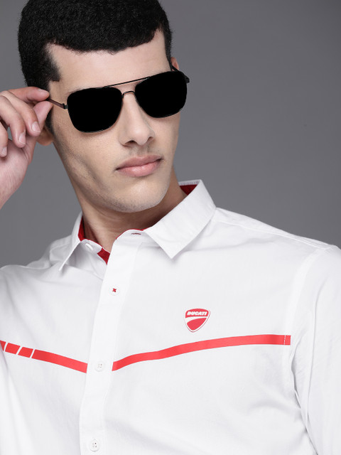 

Ducati Men White Solid Casual Shirt