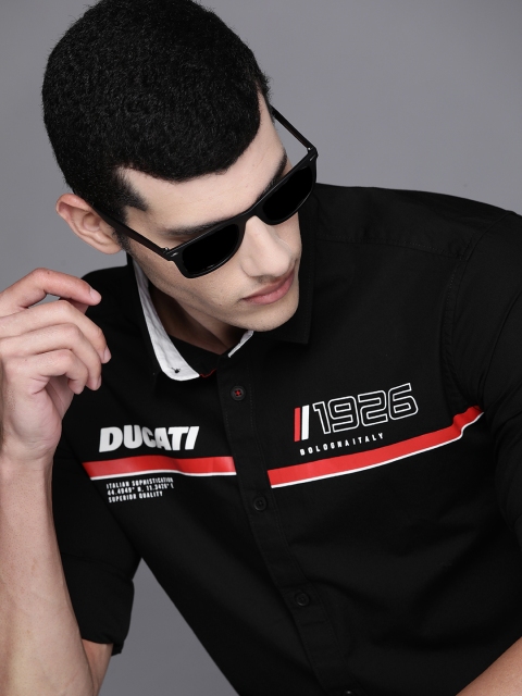 

Ducati Men Black & White Printed Casual Shirt