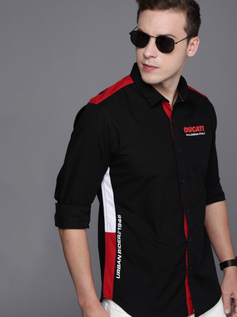 

Ducati Men Black Opaque Pure Cotton Casual Shirt