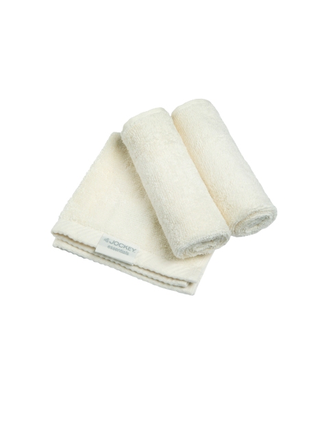 

Jockey Set Of 3 White Solid 450 GSM Pure Cotton Face Towels
