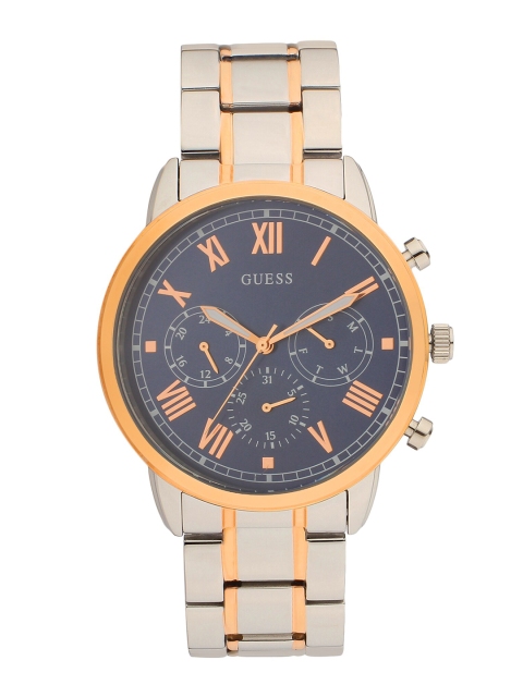 

GUESS Men Silver-Toned & Orange Water Resistant Analogue Watch W1309G4