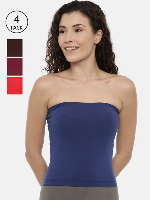 

GOLDSTROMS Women Pack Of 4 Solid Tube Camisoles, Blue