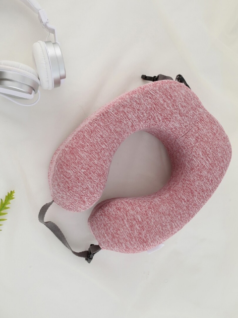 

YOYOSO Pink & Black Solid Foldable Travel U-Pillow