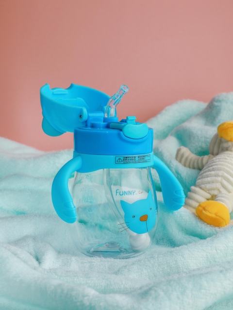 

YOYOSO Kids Blue & Transparent Plastic Water Bottle With Lid 320 ml