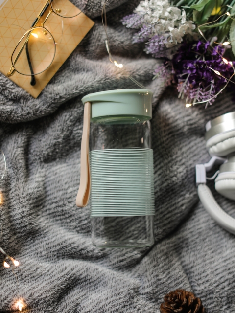 

YOYOSO Green & Transparent Glass Water Bottle 350 ml