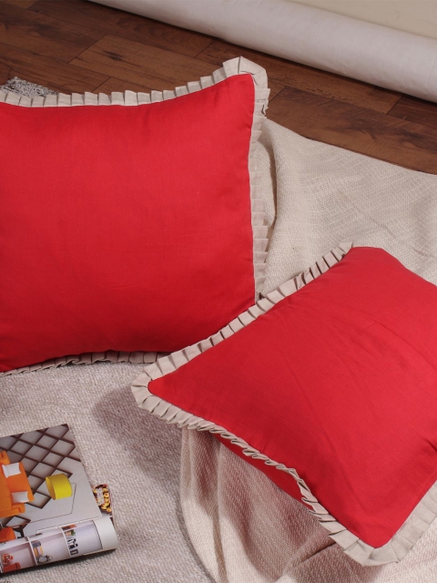 

Molcha Red Set of 2 Handcrafted Square Cushion Covers