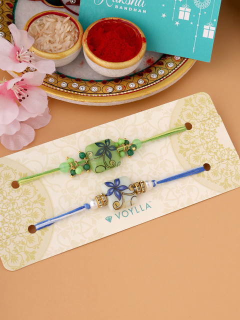 

Voylla Blue & Green Set of 2 Floral Designer Rakhi