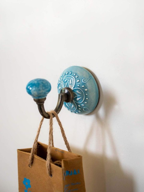 

Neerja Turquoise Blue Handmade Ceramic Round Wall Hook