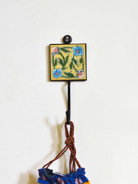 

Neerja Yellow & Blue Handmade Pottery Wall Tile Hook