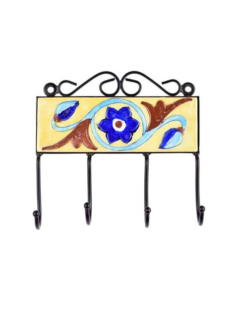 

Neerja Yellow & Blue Handmade Pottery Wall Tile Hook