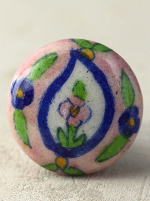 

Neerja Blue & Pink Pottery Jaipur Handmade Cabinet Knobs