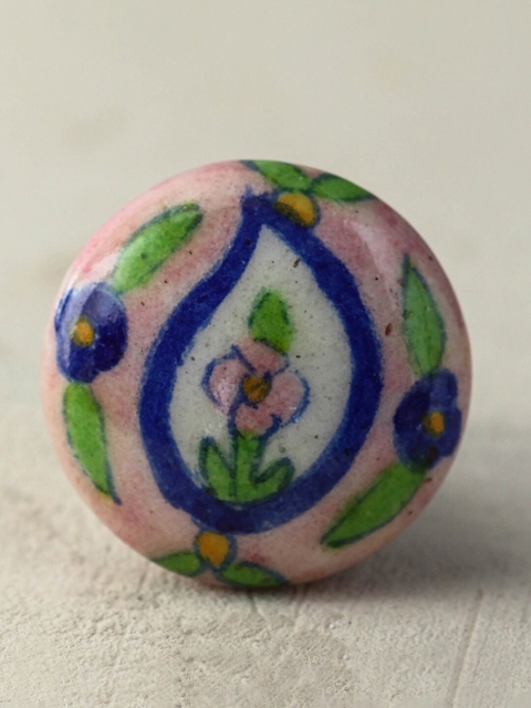 

Neerja Blue & Pink Pottery Jaipur Handmade Cabinet Knobs