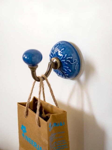 

Neerja Blue Handmade Ceramic Round Wall Hook