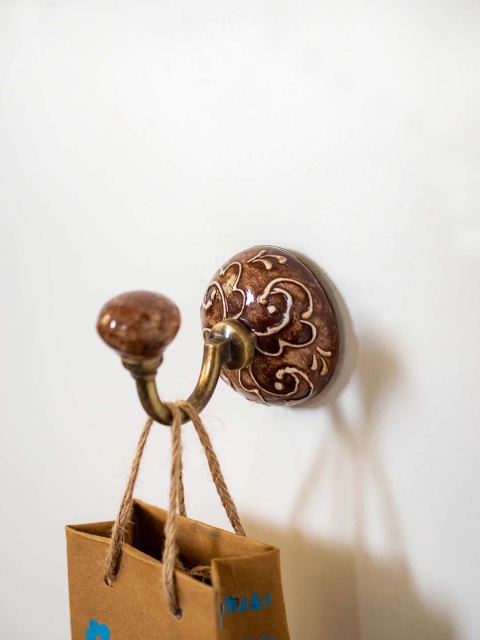 

Neerja Brown & Gold-Toned Handmade Pottery Single Wall Hook