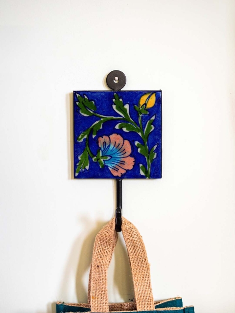 

Neerja Blue & Green Handmade Pottery Wall Tile Hook