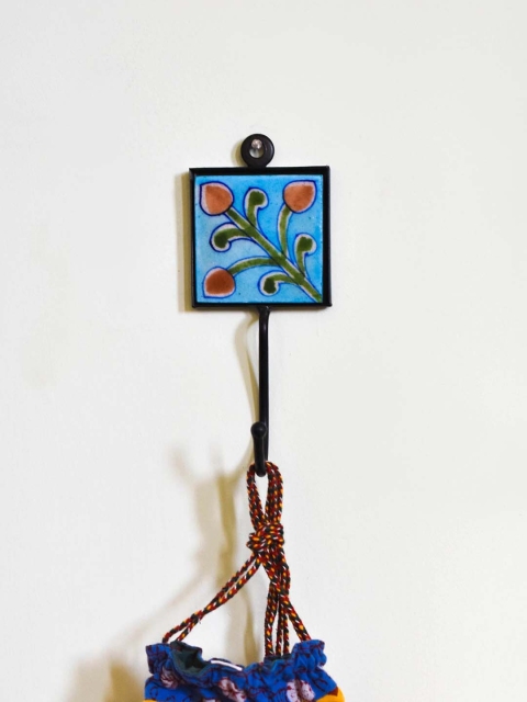 

Neerja Blue & Green Handmade Pottery Wall Tile Hook