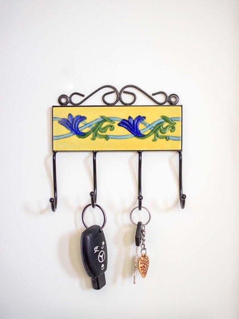 

Neerja Yellow & Blue Handmade Pottery Wall Tile Hook