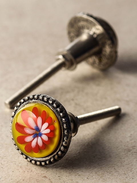

Neerja Set Of 2 Red & Yellow Decorative Wardrobe Cabinet Metal Knob