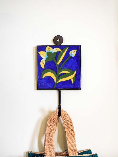 

Neerja Blue & Green Handmade Pottery Wall Tile Hook