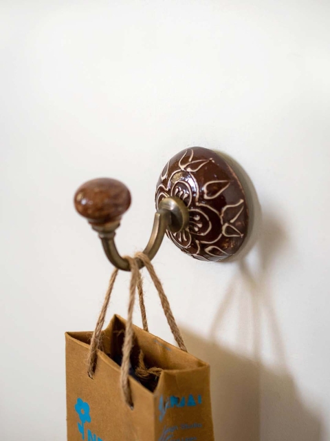 

Neerja Brown & Gold-Toned Handmade Pottery Single Wall Hook